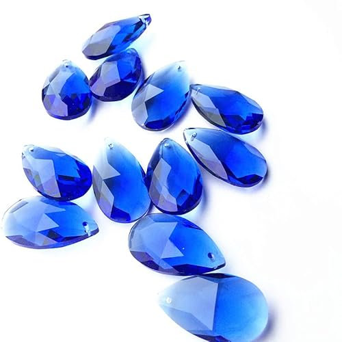 JQVHWIPH Blau 38 * 22mm (50 Stück) K9 Kristallglas-Kronleuchter-Anhänger for Aufhängen von Hochzeits-Party-Dekorationen. cuicui