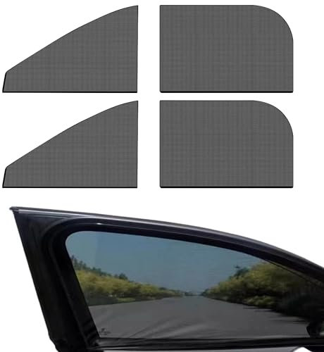 Pack 4 Parasoles, Mallas de Nailon para Coche, Protección Solar Antimosquitos para Bebé, Niños y Adultos, Quitasol para 4 Ventanas Laterales SUV y Sedan, Cortinillas contra Caidas y Rayos UV