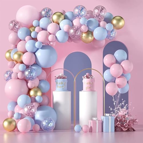 UPSHELL - Palloncini Gender Reveal Rosa e Azzurri Boy or Girl, Kit Completo di 124 Palloncini per Baby Shower per Decorazioni Arco Palloncini Struttura (Palloncini)