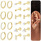 LYLYMIMI Small Hypoallergenic Flat Back Stud Earrings for Women Men 14K Gold Plated Surgical Stainless Steel Earring Sets Tiny Screw Back Cartilage Earring