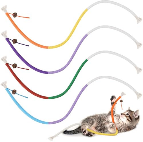 Adiwo 4 Pcs Cat Chew Toy Bite Rope, Catnip Toy, Interactive Cat for Indoor, Catnip Cotton Rope, Teething Chew Nip, Natural Safe Teeth Cleaning Stress Release