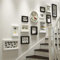 13 Stück Massivholz Fotorahmen Collage Set für Wanddekoration Schwarz und Weiß Kreative Bilderrahmen Wanddisplay für Treppen