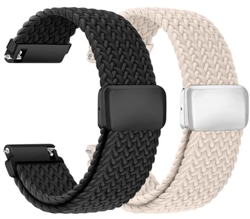 chinbersky Nylon Geflochtenes Uhrenarmband 20mm mit Magnetischem Verschluss, Armband 20mm Elastisches Ersatzarmband für Samsung Galaxy Watch 7/6/5/4/FE/5 Pro/6&4 Classic/Active 2/Amazfit gts 4 3 2