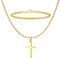 ZENGSING Cross Necklace Mens, Stainless Steel Cross Pendant Chain Necklace, Twisted Rope Bracelet, Sliver Black Gold Crucifix Necklace and Thick Rope Chain Bracelet for Men Women (Gold)