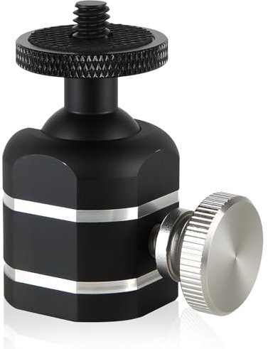 Acuxiaza Mini Ball Head 1/4 Swivel Mini Ball Head Screw Tripod Mount 360° Rotatable Tripod Ball Head Adapter for Trail Camera Monitor DSLR Cameras Light Stand Cell Phone Projector (1 pack,Silver)