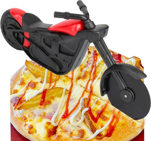 HAPPOW Motorrad Pizzaschneider mit Scharfem Edelstahl Schneiderad Antihaft Pizzaroller Lustiges Küchengeschenk in Rot