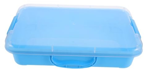 IMIKEYA Kids Plastic Sandbox Lid and Storage Box Medium Blue Children Mini Sand Tray for Indoor Outdoor Play Toddler Sandpit Toy Molds for Home and Kindergarten