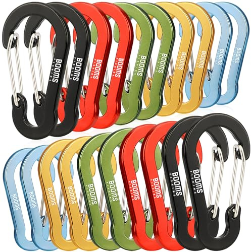 Booms Fishing CC1 Multi-Use Carabiner Clip, 6 Pack Small Caribeener Clips, Mini Keychain Caribeaner Clip 2 inch, Aluminum D Ring Carabiners, Multi-colored