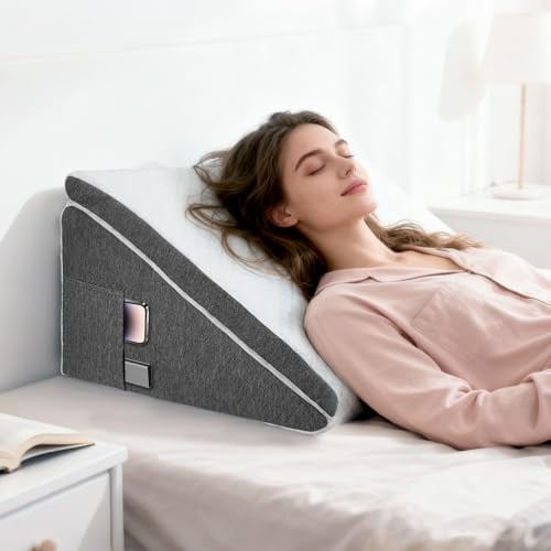 Strixorn Keilkissen für Bett und Sofa, L50xB50xH26 Doppelte Lesekissen mit Waschbarem Bezug, Memory Schaum, bei Schnarchen und für mehr Komfort im Nacken- und Rückenbereich