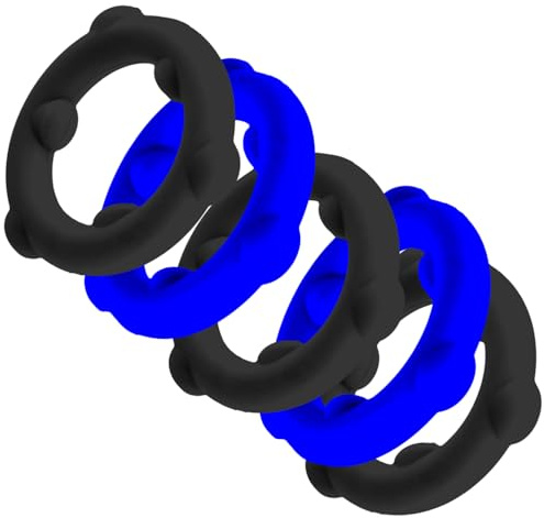 Oxballs GEARHEADS 5-Pack Liquid Silicone Cock Rings – Glacier/Black | Stretchy Ring Set for Cock & Ball Play | Durable, Non-Fading, Premium Silicone Rings