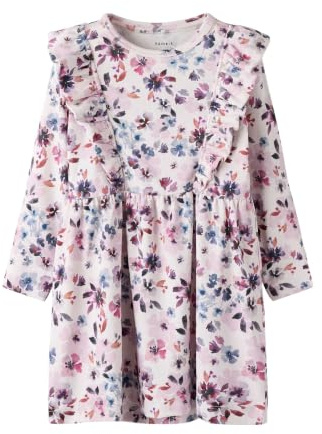 NAME IT Fkayla Kleid mit Blumenmuster, Rosa/Weiß für Mädchen
