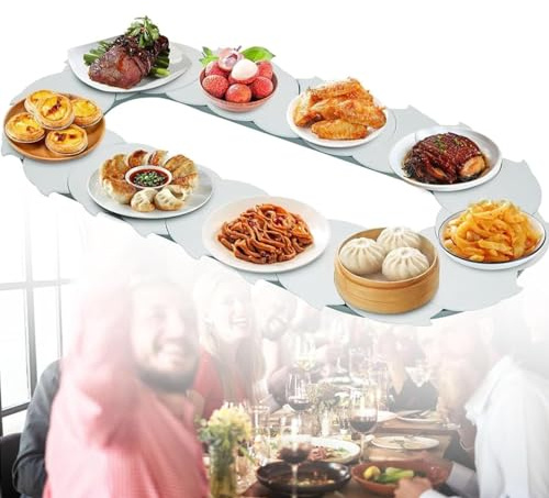 360° Rotating Food Turntable - 1M Serving Train for Parties & Catering, Round Dining Table Lazy Susan, Perfect for Dining, Events, and Entertaining