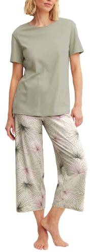 CALIDA Leaf Dreams 7/8-Pyjama Damen | Schlafanzug, swiss+cotton Qualität, atmungsaktiv, hautfreundlich, pflegeleicht