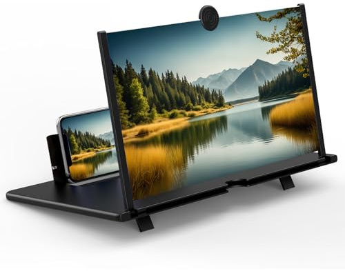 GREATRICH Lente Ingrandimento Smartphone 12 Pollici, Ingranditore Schermo Smartphone Ultra HD, Elettronica Regalo Uomo Originali e Utili, Supporto Pieghevole Portatile per Video e Giochi