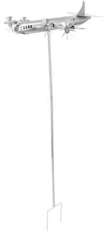 KKPLZZ Airplane Windmill, Sturdy Metal Construction with 4 Windmills Elegant Spin Design, for Garden Yard Patio Outdoor Decor