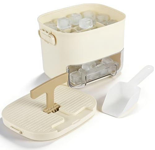 Ice Trays with Lid, 52 Ice Cube Grid Slide Out Drawer Ice Mold Freezer Tray | Easy Press Release Ice Stackable Ice Tray for Drinks Coffee Cocktails