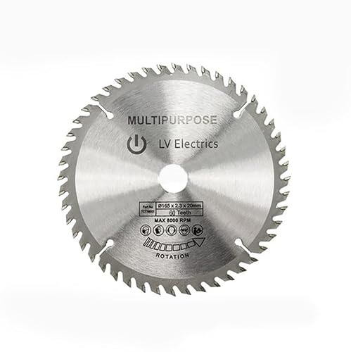 Posoto Circular Saw Blade, 165mm 60T TCT Blade for Carpentry Work | 60T High-Density YG6 Teeth, Splinter-Free Fine Cuts, Vibration Damping, 20/16mm Arbor, Durable Steel.