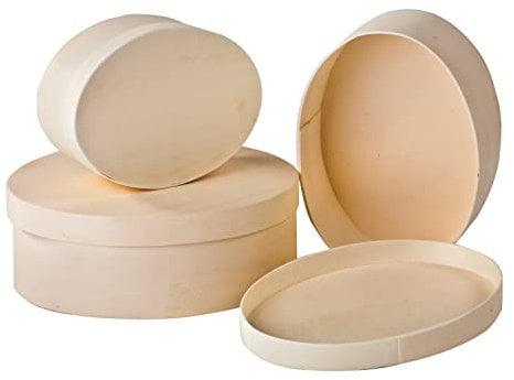 VBS Spanschachteln, oval, 3er-Set., 16,5x13x6cm, 15x11x5cm, 12x9x4,5cm