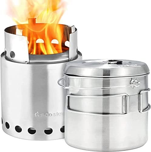 Solo Stove Juego de Titan y Olla 1800: Horno de acampada portátil + olla de 1.8 l | Incl. Bolsa de nailon, para 2-4 personas, acero inoxidable 304, compacto (embalado): 14 x 15.5 cm