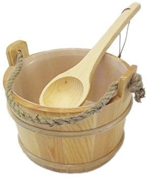 EB-Onlinehandel Saunakübel und Kelle Kordel mit Auslaufschutz - Saunaeimer Saunaset Saunazubehör