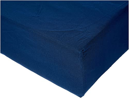 Amazon Basics Spannbettlaken, 150 x 200 x 30 cm, Mikrofaser, Spannbetttuch - Matratzenhöhe bis 30 cm, Marineblau