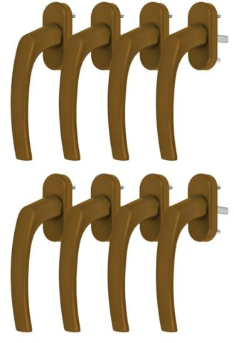 8 x Alu Fenstergriff in Gold F4 - Stiftlänge 40mm