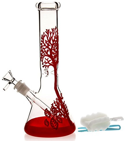 Glas Bong Waben Reifen Percolator Birdcage Bubbler Hookahs 10.6IN Handmade Bongs Rig Bongs Recycler 14.4mm Red Bong