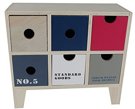 Schubladenschrank Mini 6Fächer Holz 24x21x10cm Schubladenkommode Schränkchen