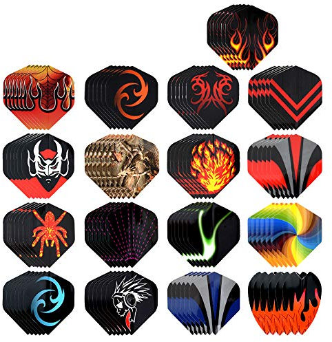 102 Stück Dart Flight, Dart Flights, moonlux Dartflys 17 Sets Standartform für Soft Dartpfeile und Steel Dartpfeile