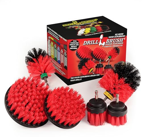 Cleaning Supplies - Drill Brush - The Ultimate Stiff Bristle Cleaning Attachment Kit - Outdoor - Fire Pit - Fountain - Scrub Brush - Garden - Patio - Grout Cleaner - Concrete - Marble - Headstones