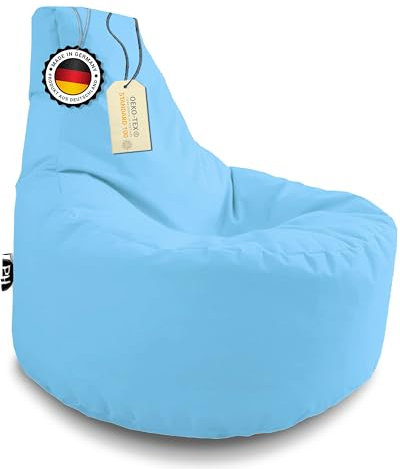 PATCH HOME Gamer Kissen & Lounge Sitzsack – befüllbar mit Reißverschluss, gefüllt mit Styropor, geeignet für In- & Outdoor. Perfekt als Gaming Sessel Sitzkissen (Hellblau - Ø 80cm x Höhe 90cm)