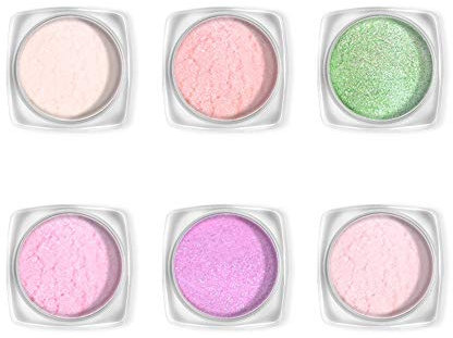 KADS 6Jar Chrome Nude Nail Mirror Powder Mermaid Mirror Pearl Powder Kit Shiny Nail Art Set