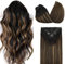 DOORES Haarverlängerungen Clip in Extensions Eechthaar, Balayage Natürliches Schwarz bis Chestnut Braun 40cm 16 Zoll 7 Stück 120g Remy Haarverlängerung Echthaar Natürliche Eechthaar Extensions