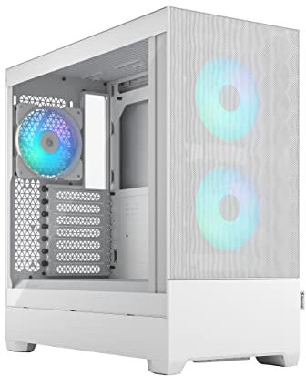 Fractal Design Pop Air RGB White - Tempered Glass Clear Tint - Honeycomb Mesh Front – TG side panel - Three 120 mm Aspect 12 RGB fans included – ATX High Airflow Mid Tower PC Gaming Case