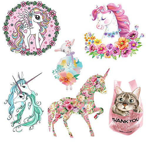 6pcs Patches zum Aufbügeln Einhorn Flicken zum Aufbügeln Kinder Bügelbilder Kinder Jeans Aufbügelflicken Kinder Knie Aufnäher zum Aufbügeln Für Kleidung Jacken Rucksäcke Jeans