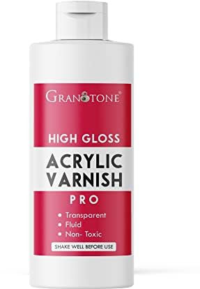 GRANOTONE Acrylic Artist's Varnish | High Gloss Finish | Non-Yellowing | Non-Toxic | Anti-Crazing | for Pro Artists, Hobby Painters & Kids | Made in India | 200 ML (6.76 fl oz)