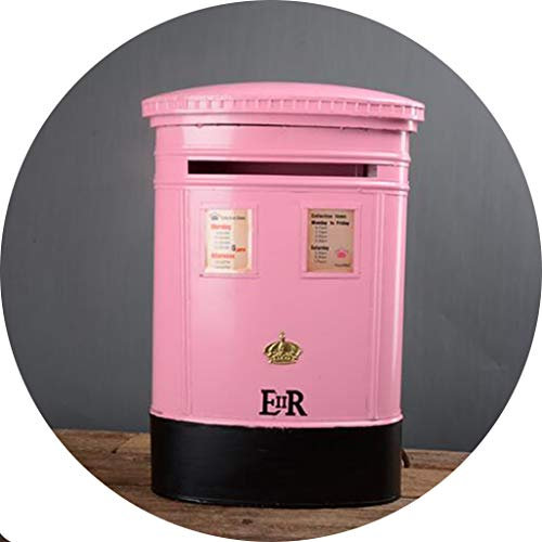 Cassette della posta P.O Box in Ferro Battuto Casella di Suggestione Scatola British Style Decorations Wall Post Box (Color : Pink, Size : 34 * 15 * 49cm)