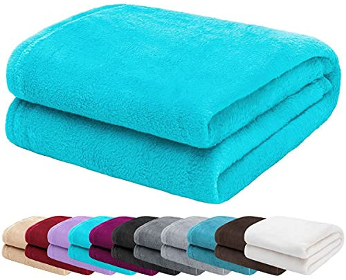 L.E.M.B. Hometrends Kuscheldecke Decke Wohndecke Tagesdecke Sofadecke Fleecedecke Mikrofaser Strokkur 220 x 240cm cm malé-Blue