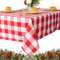 ShinyBeauty Rot und Weiß Karierte quadratische Tischdecke 137 x 137 cm, Büffelkariert, waschbare Baumwoll-Tischdecke Gingham-Tischdecke für Esszimmer, rustikale Gitter-Tischdecke Thanksgiving