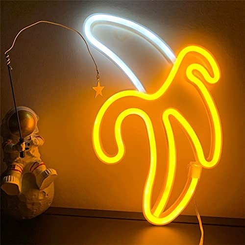 Nordstylee Luci al neon a forma di banana, da appendere con luci al neon decorative o a batteria, per la casa, la camera da letto, il bar, il ristorante, la festa di compleanno