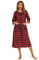 Verve Jelly Damen Zipper Front Roben Kurzarm & Halbarm Housecoat Langes Housedress Plaid Nachtwäsche Lose Bademäntel mit Taschen Kariertes Rot L