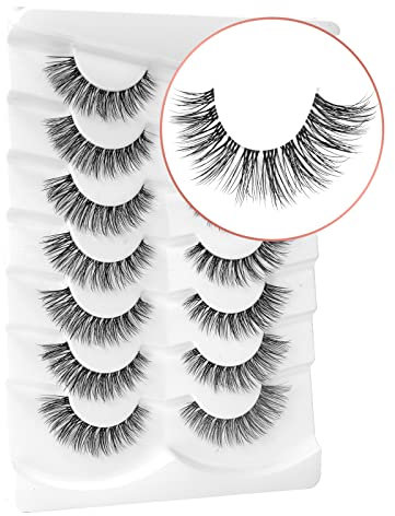 Onlyall Natürliche Wimpern Nerz Falsche Wimpern Natürliche Wispy Lashes Weiche Klare Band Lashes Fluffy Falsche Wimpern 14MM A11