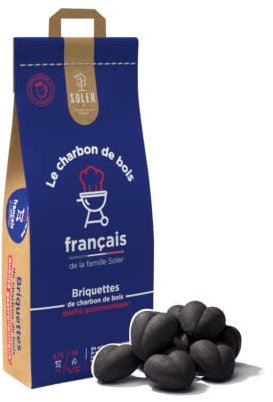 Soler | BRIQUETTES DE Charbon DE Bois FRANÇAIS pour LA Cuisine AU Barbecue 7,5 KG | DUREE DE Braise EXCEPTIONNELLE 3425340000751, Charcoal, Unique
