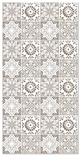 Panorama Vinylteppich - Modell Hydraulic Fliesen Granada Braun 80x200 cm - Verschiedene Größen - Deko Küche, Läufer und Outdoor