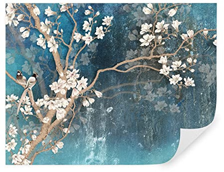 Generic Tapeko Papier Peint Panoramique 3D Fleurs 400x280 cm style Arbre Fleurir Oiseaux intissé pour Chambre Salon Décoration Murale u12150 #02