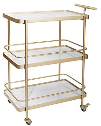 Getränkewagen Mobiler Cateringwagen Vergoldeter mobiler Servierwagen Snackwagen Tee (C 69 * 38 * 90cm)