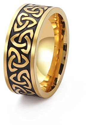 SIPURIS Keltischer Dreifaltigkeitsknoten-Ring, Hexenknoten, irischer Triquetra-Knoten, Spinner-Ring, Edelstahl, nordischer Wikinger-Ring, Schmuck für Männer, Frauen, 11, Edelstahl (Gold 1, 10)
