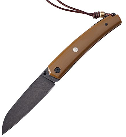 Petrified fish PF719 Couteau Pliant, 3,34 inch 12C27N lame en acier, 2,30 OZ G10 Poignée Poche EDC Couteau Pliant (Brown Stonewashed)