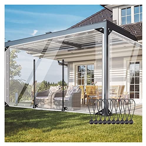 Tenda Telone Trasparente per Esterno, Pannelli Laterali Trasparenti del Telone Impermeabile, con Le Porte Della Chiusura Lampo, Tende Della Pioggia del PVC, per Pergolati Gazebo ( Colore : WxH , Misur