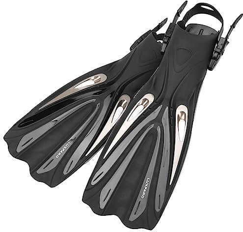 LUXPARD Tauchflossen, Leistungsstarke und Effiziente Taucherflossen mit Offener Ferse, Flossen zum Schnorcheln und Freitauchen mit Verstellbaren Schnallen (L/XL , 43-47)